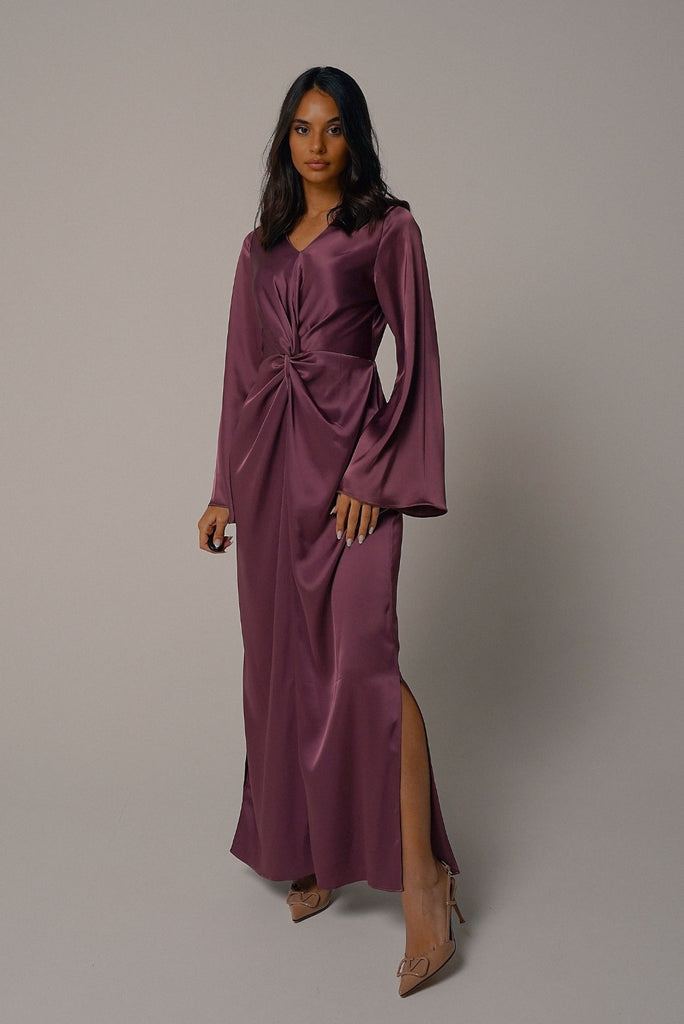 Twist Dress in Royal Purple