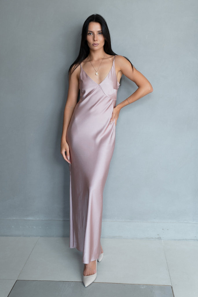 V-Neck Slip Dress Dusty Pink | MYKAFTAN V-Neck Slip Dress Dusty Pink | MYKAFTAN