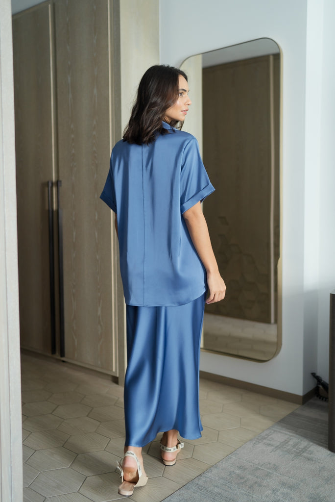 Silk Polo Indigo Blue