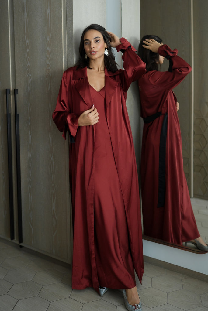 Trench-Kaftan Red Date