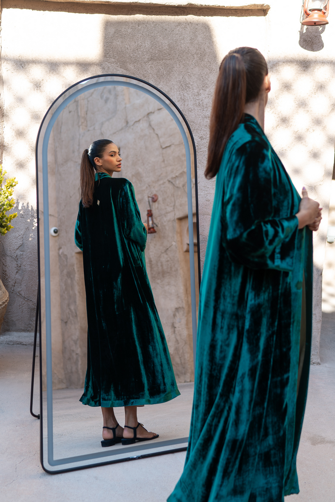 Velvet Kimono In Emerald Green