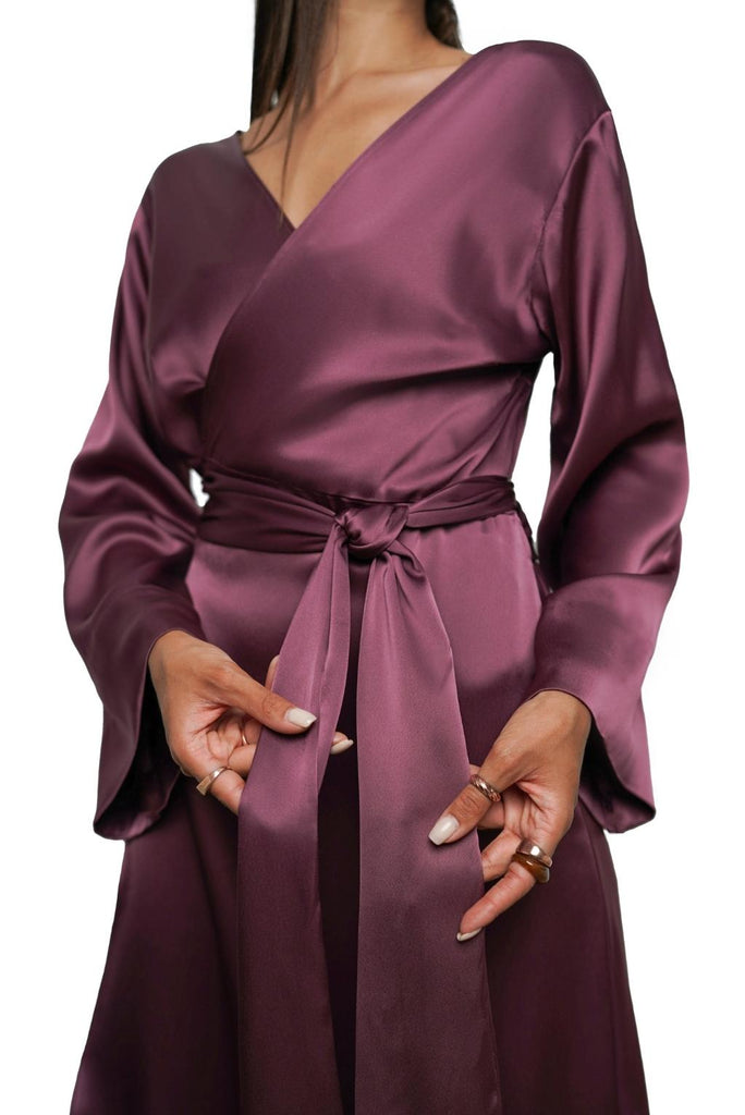 Royal Purple Silk Wrap Kaftan-Dress