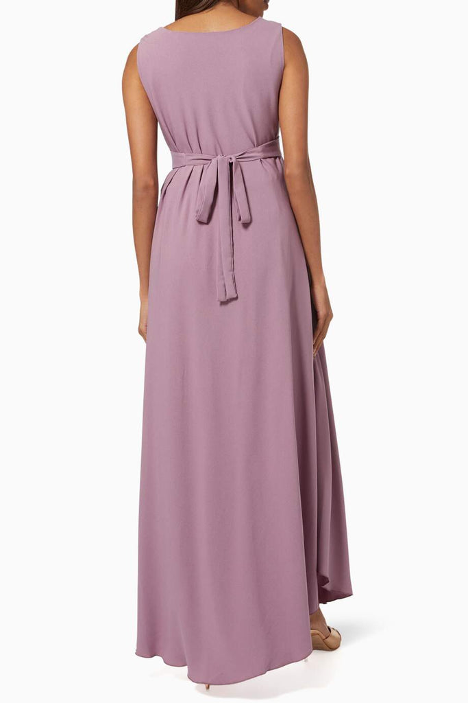 V-Neck Flared Dress Dusty Purple