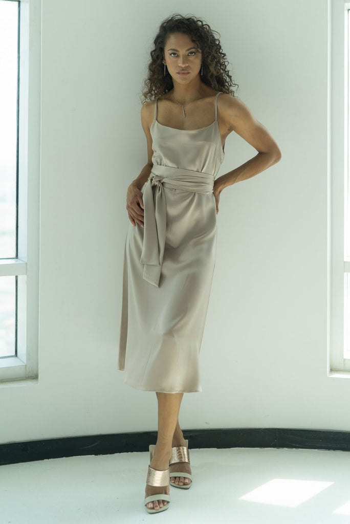 Slip Dress with Belt | MYKAFTAN Slip Dress with Belt | MYKAFTAN